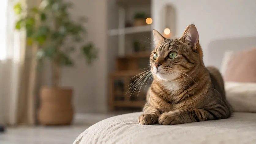 Chat attentif dans son environnement, illustrant la compréhension de ses comportements et de ses besoins